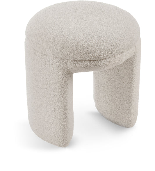 Bowen Faux Shearling Teddy Fabric Upholstered Stool