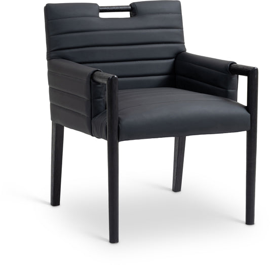 Aimee Black Vegan Leather Dining Armchair