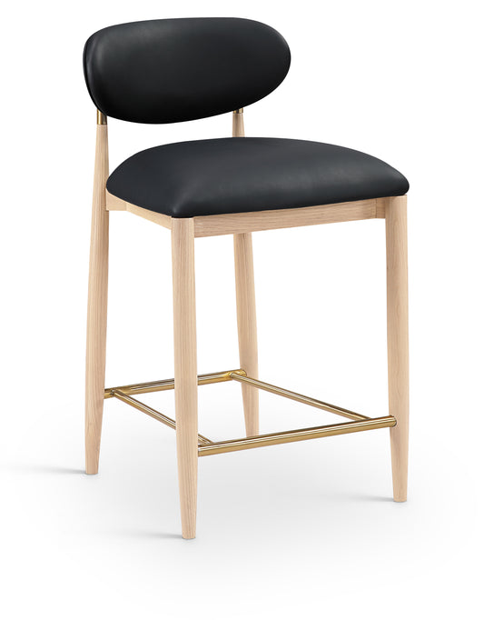 Riccio Natural Brushed Brass Vegan Leather Stool