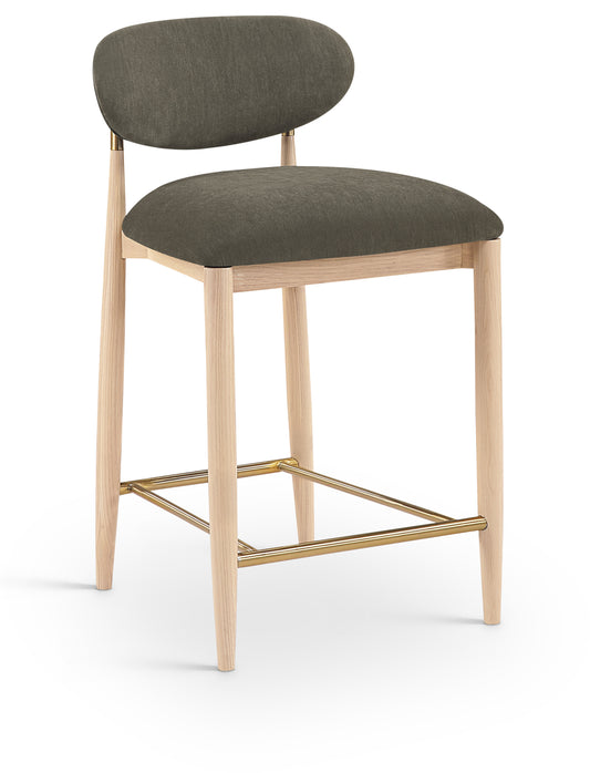 Riccio Natural Brushed Brass Fabric Stool