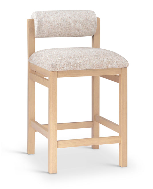 Roundhill Natural Linen Fabric Counter Stool