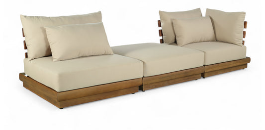 Mirella 112" Water Resistant Fabric Upholstered 3pc. Outdoor Patio Modular Sofa
