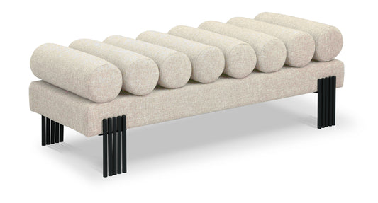 Akeela Linen Textured Fabric Upholstered Bench