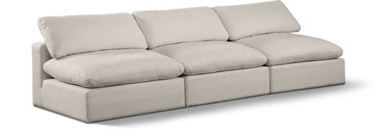 Comfy Linen Textured Fabric Upholstered Armless Modular Sofa