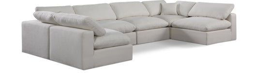 Comfy U-Shaped Sectional — Linen-Textured Fabric