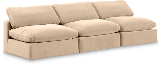 Comfy Velvet Upholstered Armless Modular Sofa