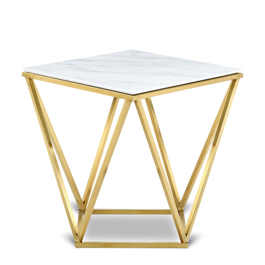 Mason Marble Top And Steel Base End / Side Table
