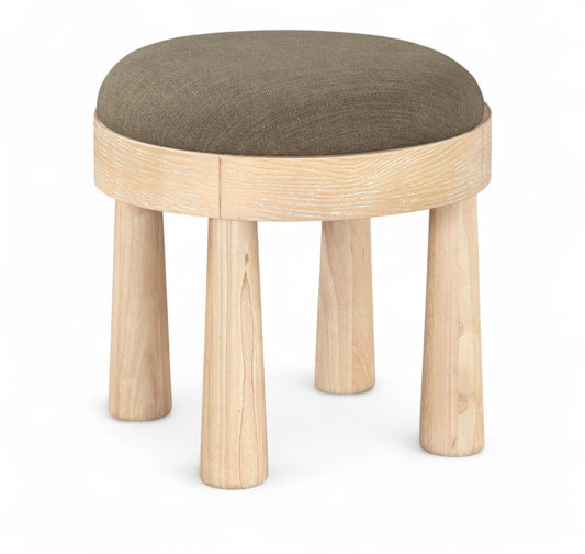 Larea Linen Textured Fabric Upholstered Ottoman