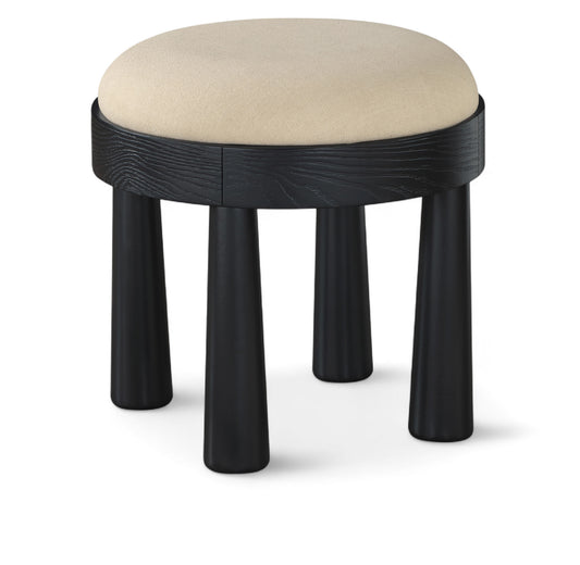 Larea Linen Textured Fabric Upholstered Ottoman