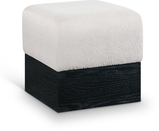 Havre Velour Fur Fabric Upholstered Ottoman
