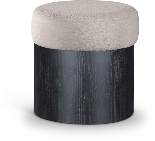 Nimes Velour Fur Fabric Upholstered Ottoman