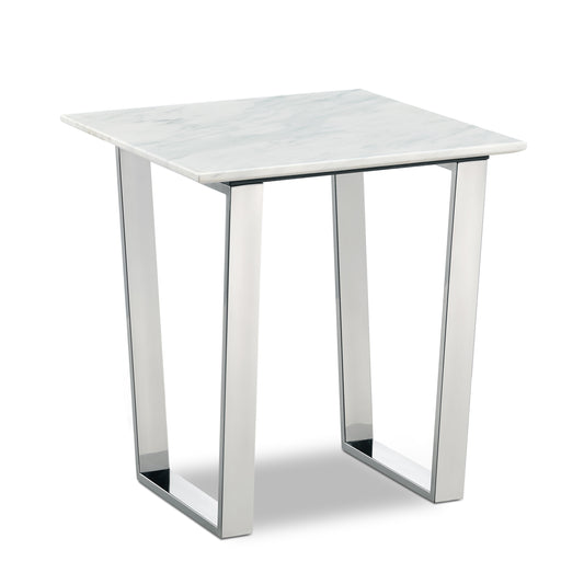 Carlton Marble Veneer Top And Steel Base End / Side Table