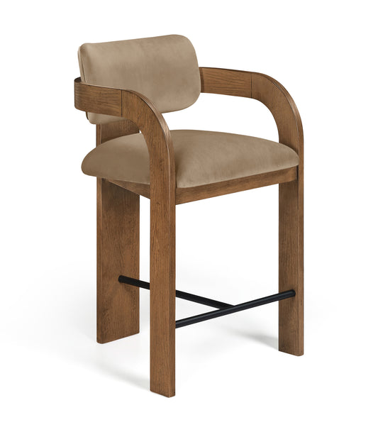 Cedra Brown Velvet Counter Stool