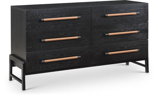 Kaya Oak Veneer And Vegan Leather Handle Dresser