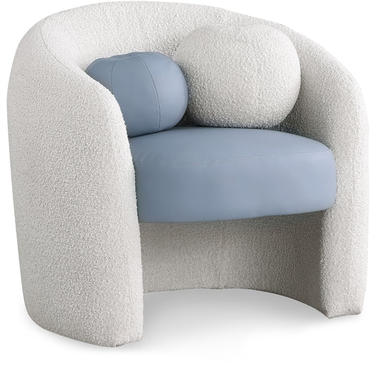 Acadia Boucle Fabric And Vegan Leather Upholstered Accent Chair
