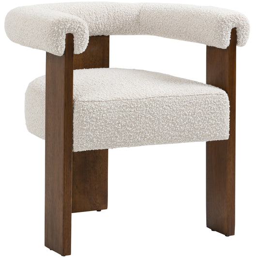 Barrel Walnut Boucle Dining Chair