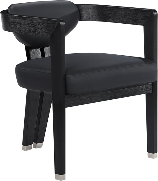 Carlyle Black Wire Brush Vegan Leather Dining Chair