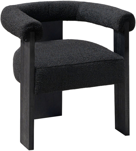 Barrel Black Boucle Dining Chair