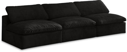 Cozy Velvet Upholstered Overstuffed Fiber Filled Comfort Armless Modular Sofa
