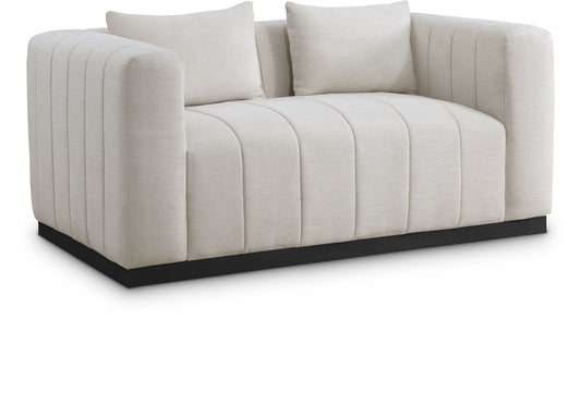 Lucia 67" Linen Textured Fabric Upholstered Loveseat