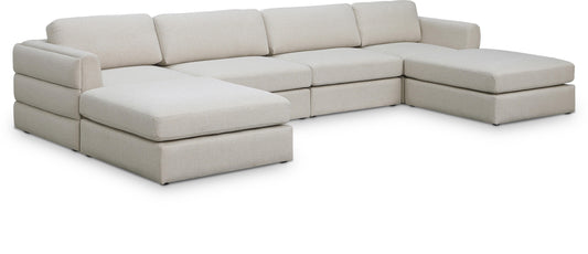 Beckham Double-Chaise Sectional — Linen-Textured Fabric