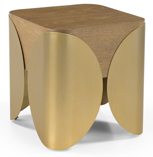 Cazari Oak Wood And Iron End Table