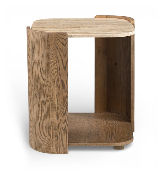 Calabria / Marble And Oak Wood End Table