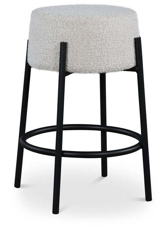 Avalon Matte Black Boucle Bar and Counter Stool