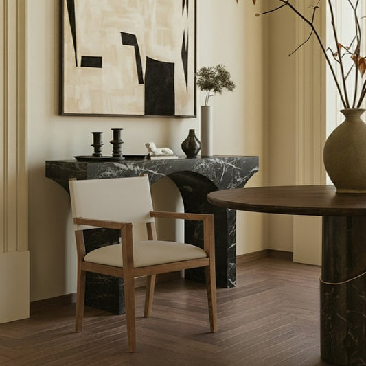 Avon Walnut Vegan Leather Dining Armchair