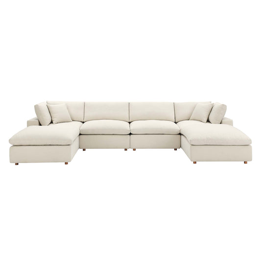 Commix Double-Chaise Sectional — Linen-Textured Fabric