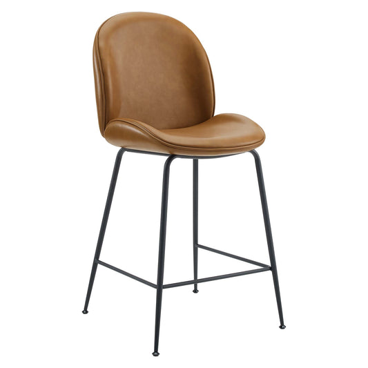 Scoop Black Vegan Leather Powder Coated Steel Leg Counter Stool