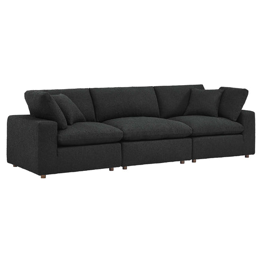 Commix Down Filled Overstuffed Boucle Fabric 3 Seater Sofa