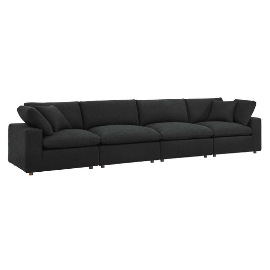 Commix Down Filled Overstuffed Boucle Fabric 4 Seater Sofa