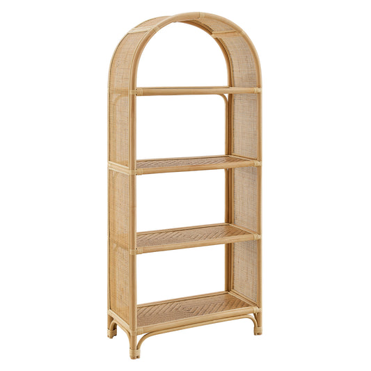 Celeste 67 Inch Tall Arched Rattan Bookshelf