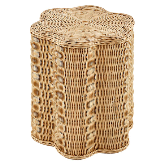 Erika Scalloped Rattan Side Table