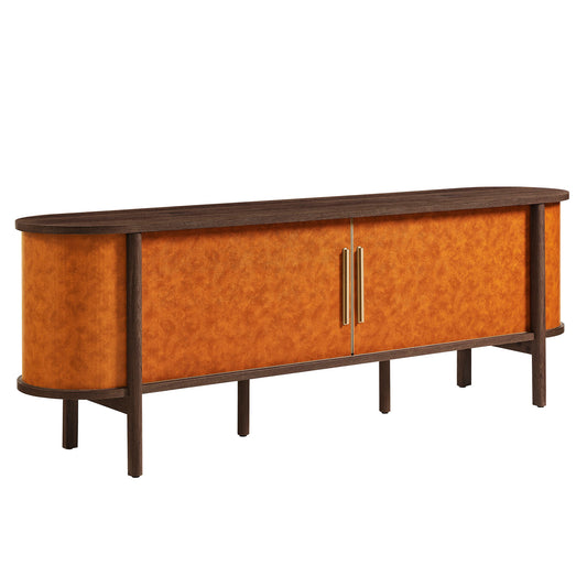 Coralie Curved 71" Vegan Leather Oval TV Stand