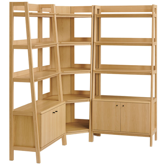 Bixby 3 Piece Corner Bookshelf Set with Wide Bookshelves