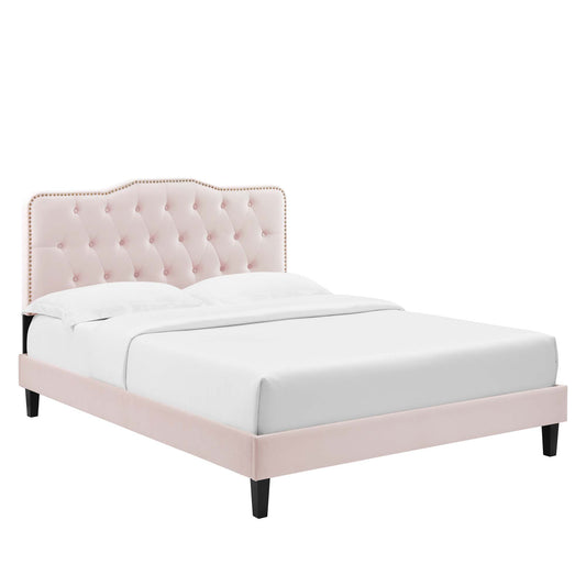 Amber Velvet Platform Bed
