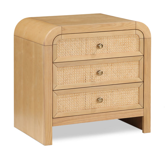 Siena Ash Wood And Cane Nightstand